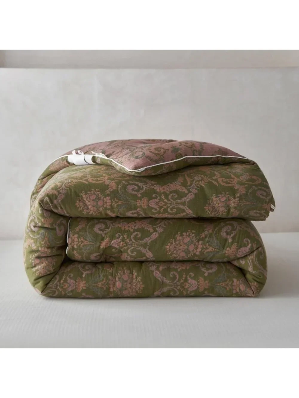 Vintage Olive Green Floral King Comforter Set - 3pcs Soft Breathable Bedding